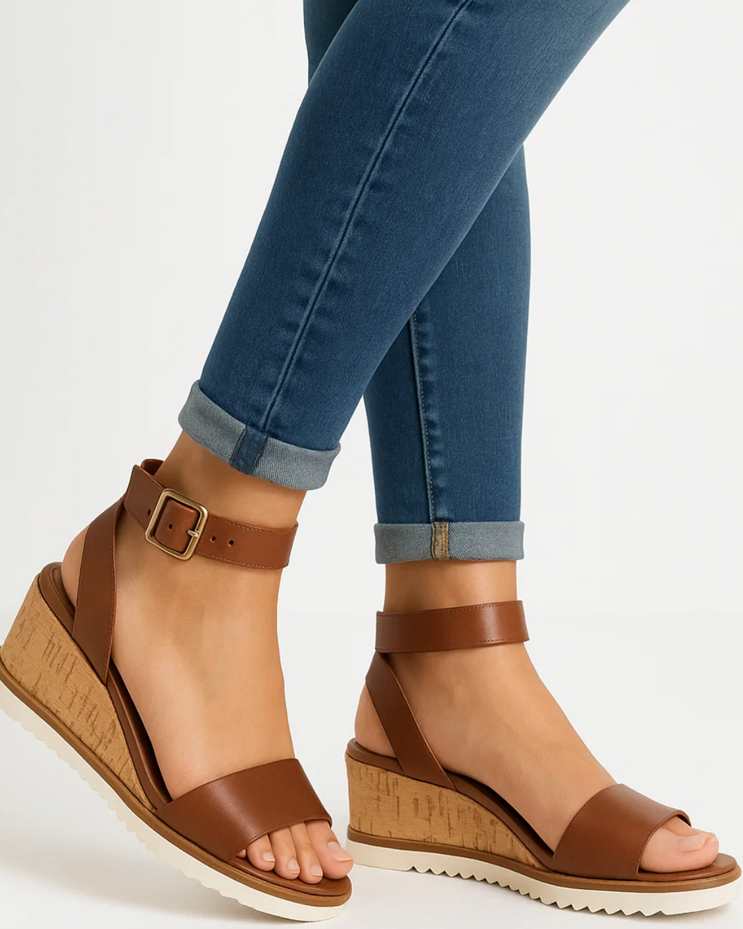 Women's Wedge Sandals | Thick Strap, Cork Wedge | Open Toe
