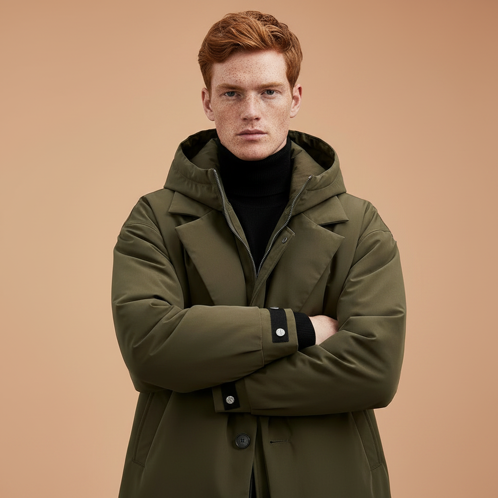 Mens Waterproof Rain Jacket Hooded Long Knee Length Trench Coat