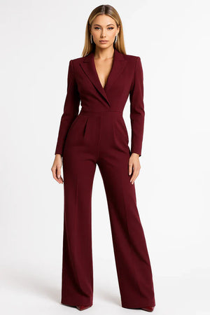 Women’s Blazer Jumpsuit | Wide leg, V-neck | Luxe style