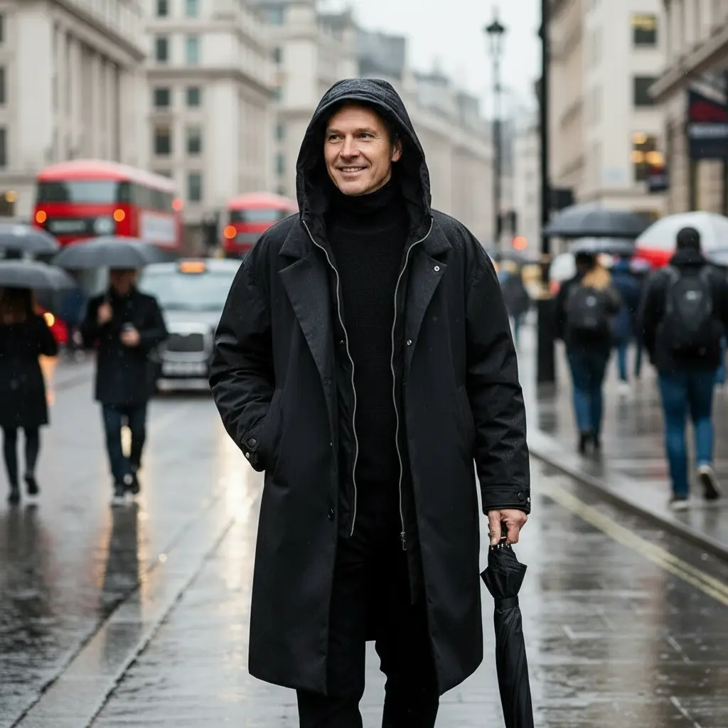 Trench Coat | Men's Puffer, Waterproof | Long Winter Jacket