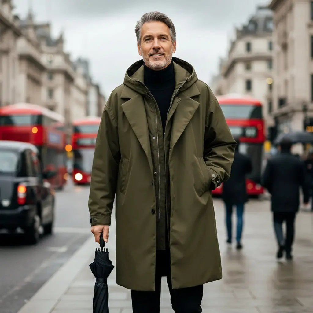 Trench Coat | Men's Puffer, Waterproof | Long Winter Jacket