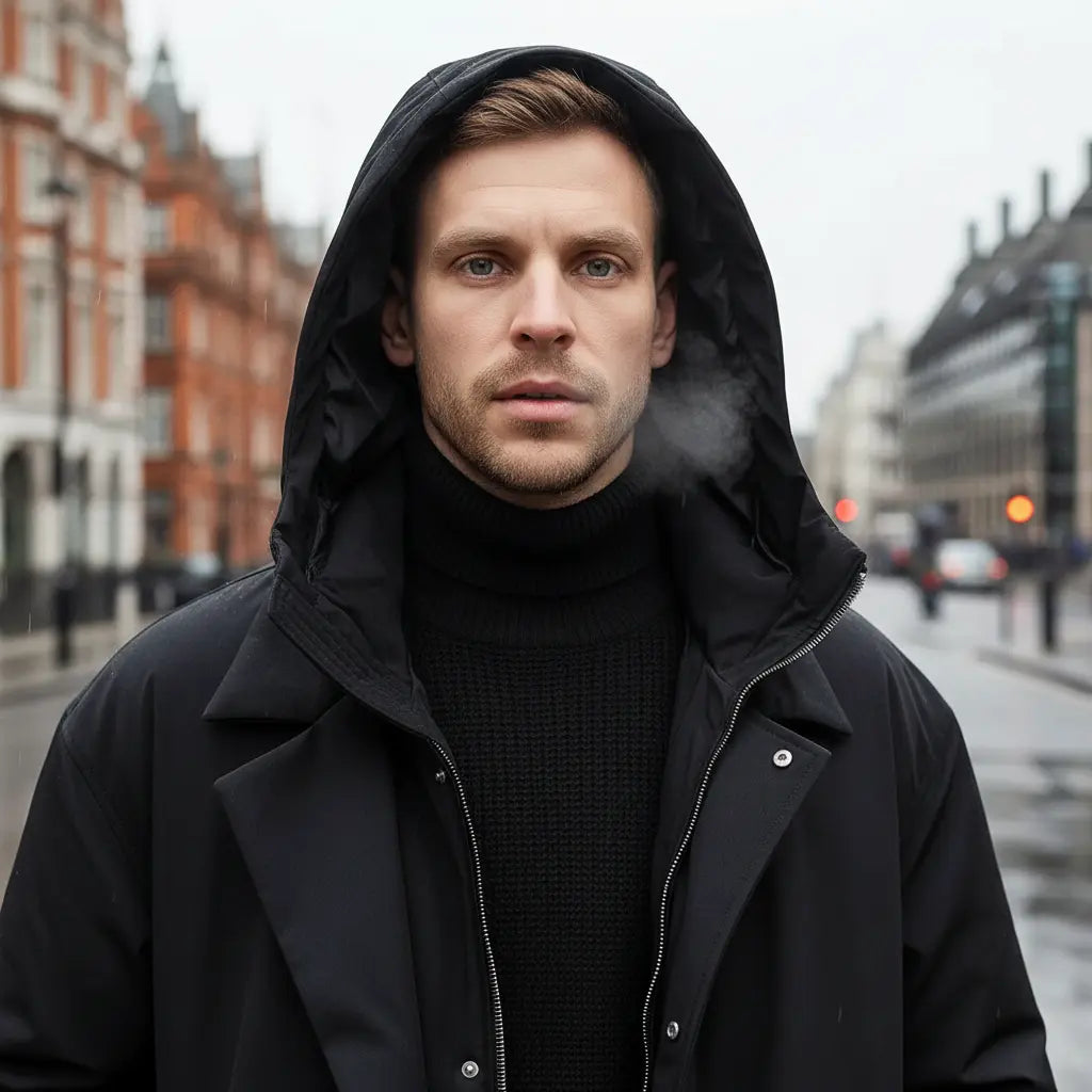 Trench Coat | Men's Puffer, Waterproof | Long Winter Jacket
