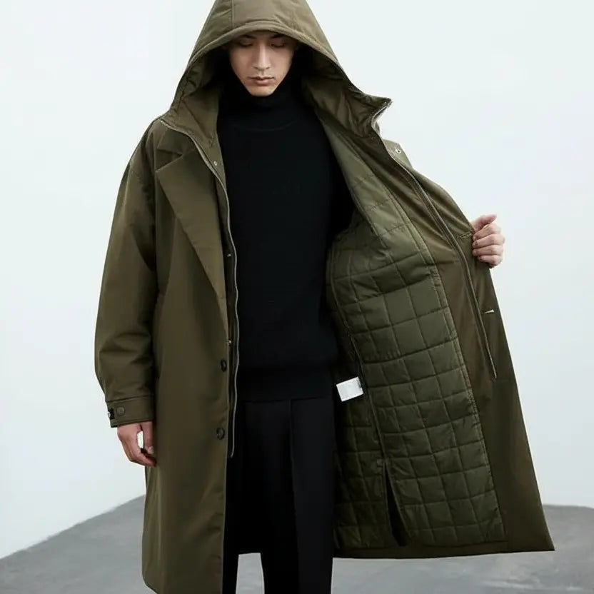 Trench Coat | Men's Puffer, Waterproof | Long Winter Jacket