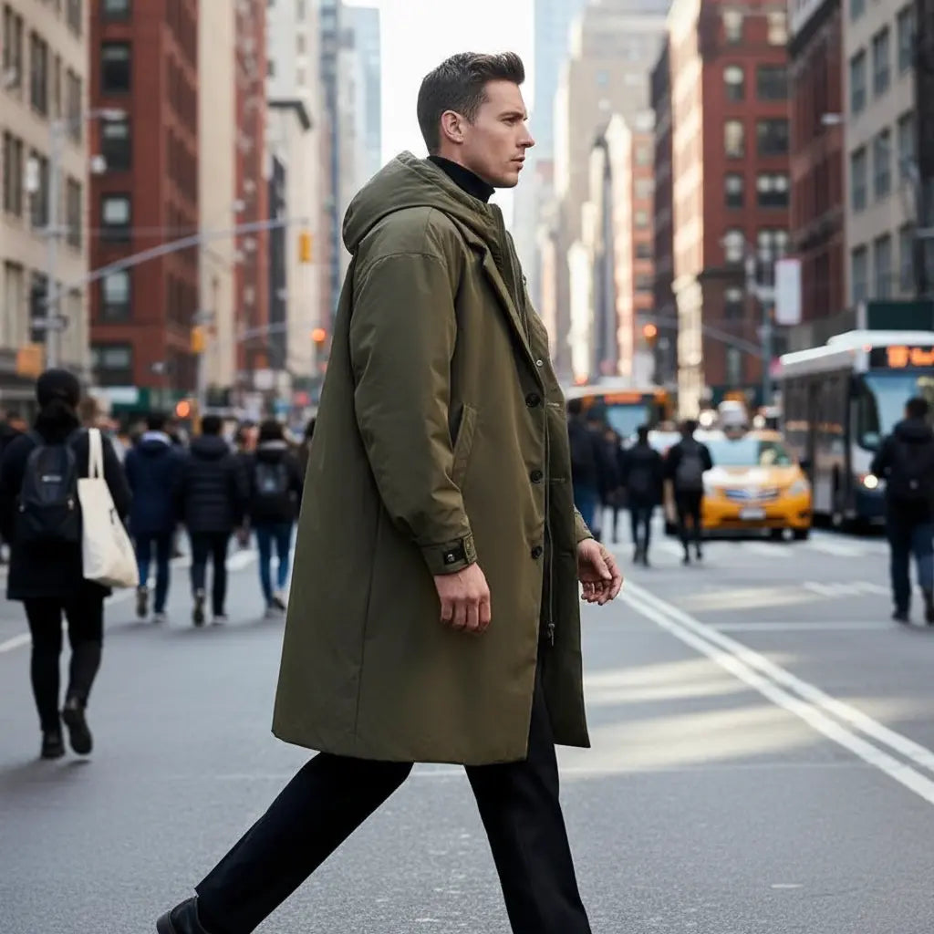 Trench Coat | Men's Puffer, Waterproof | Long Winter Jacket