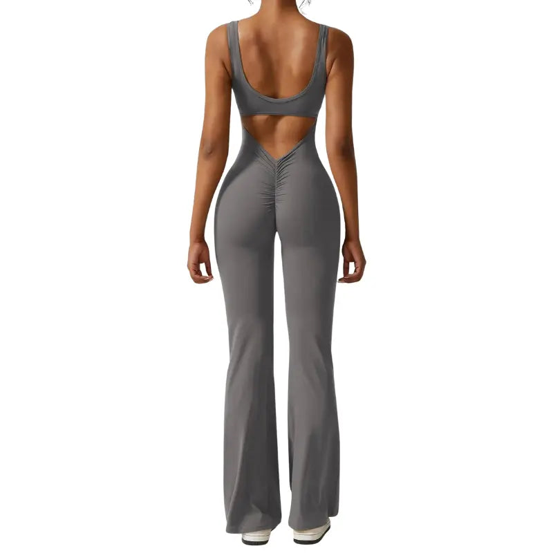 Yoga Jumpsuit | Flare Fit, Deep V Back | Sculpting, Activewear