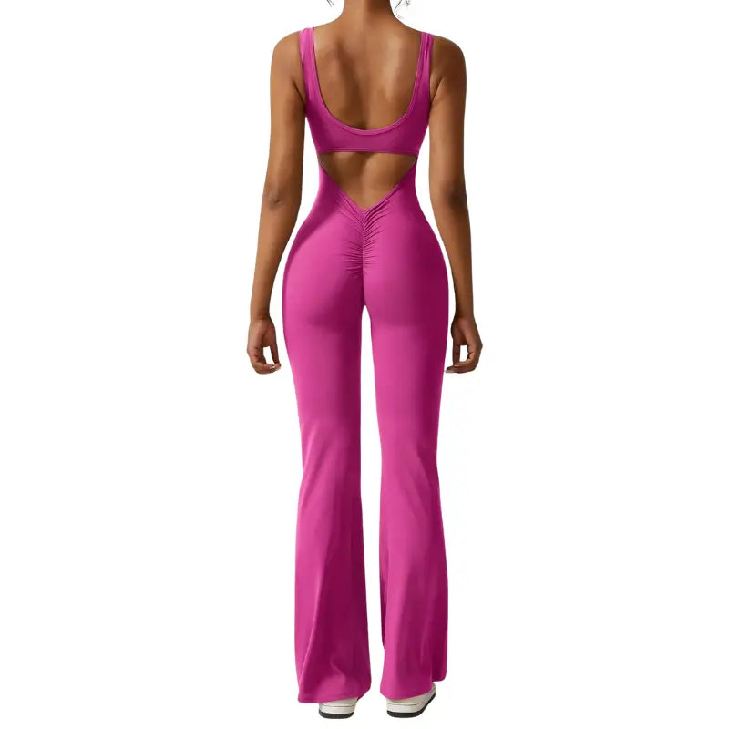 Yoga Jumpsuit | Flare Fit, Deep V Back | Sculpting, Activewear