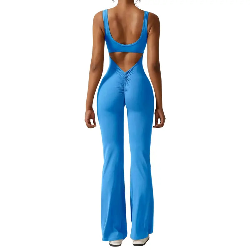 Yoga Jumpsuit | Flare Fit, Deep V Back | Sculpting, Activewear