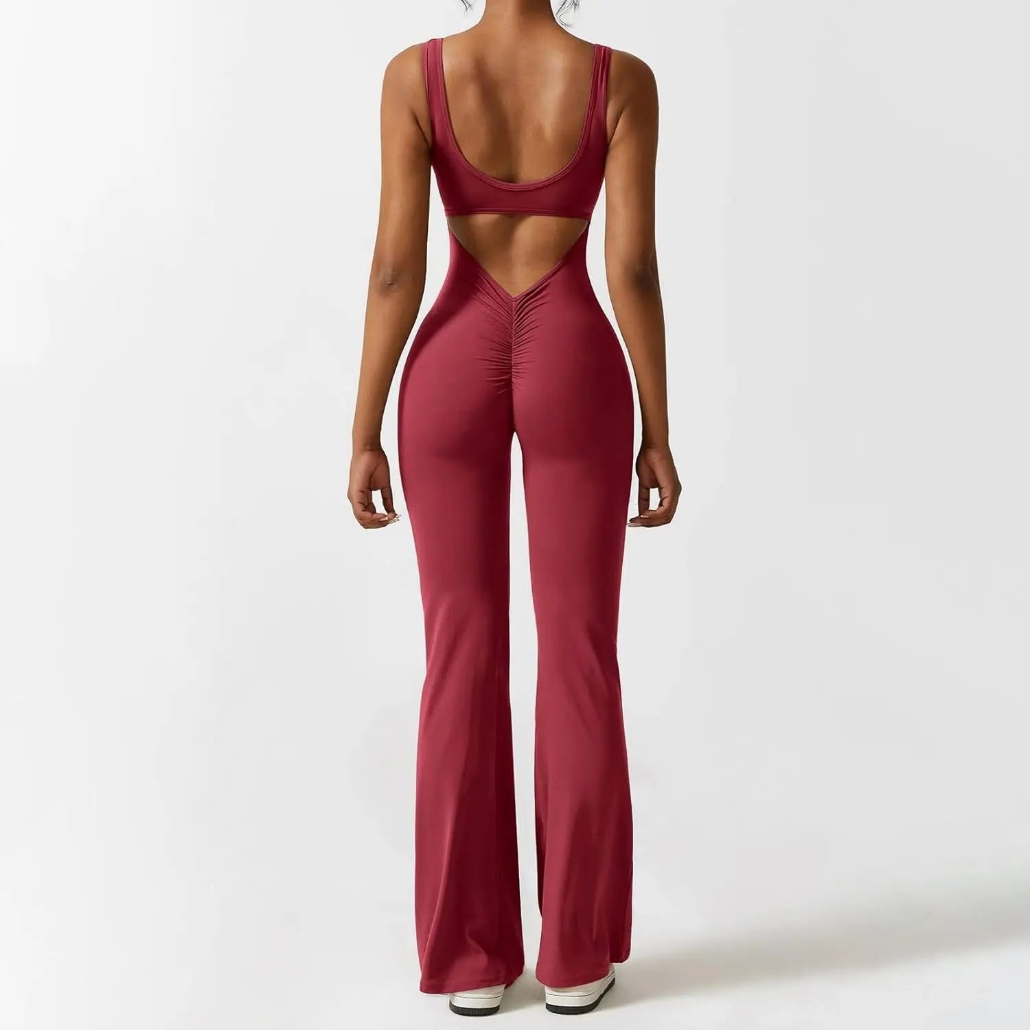 Yoga Jumpsuit | Flare Fit, Deep V Back | Sculpting, Activewear