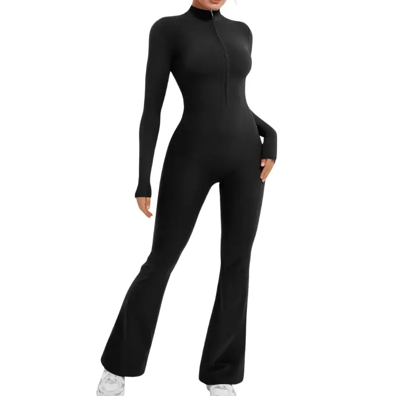 Yoga Jumpsuit | Seamless, Long Sleeve, Flare Fit | Sculpting Activewear