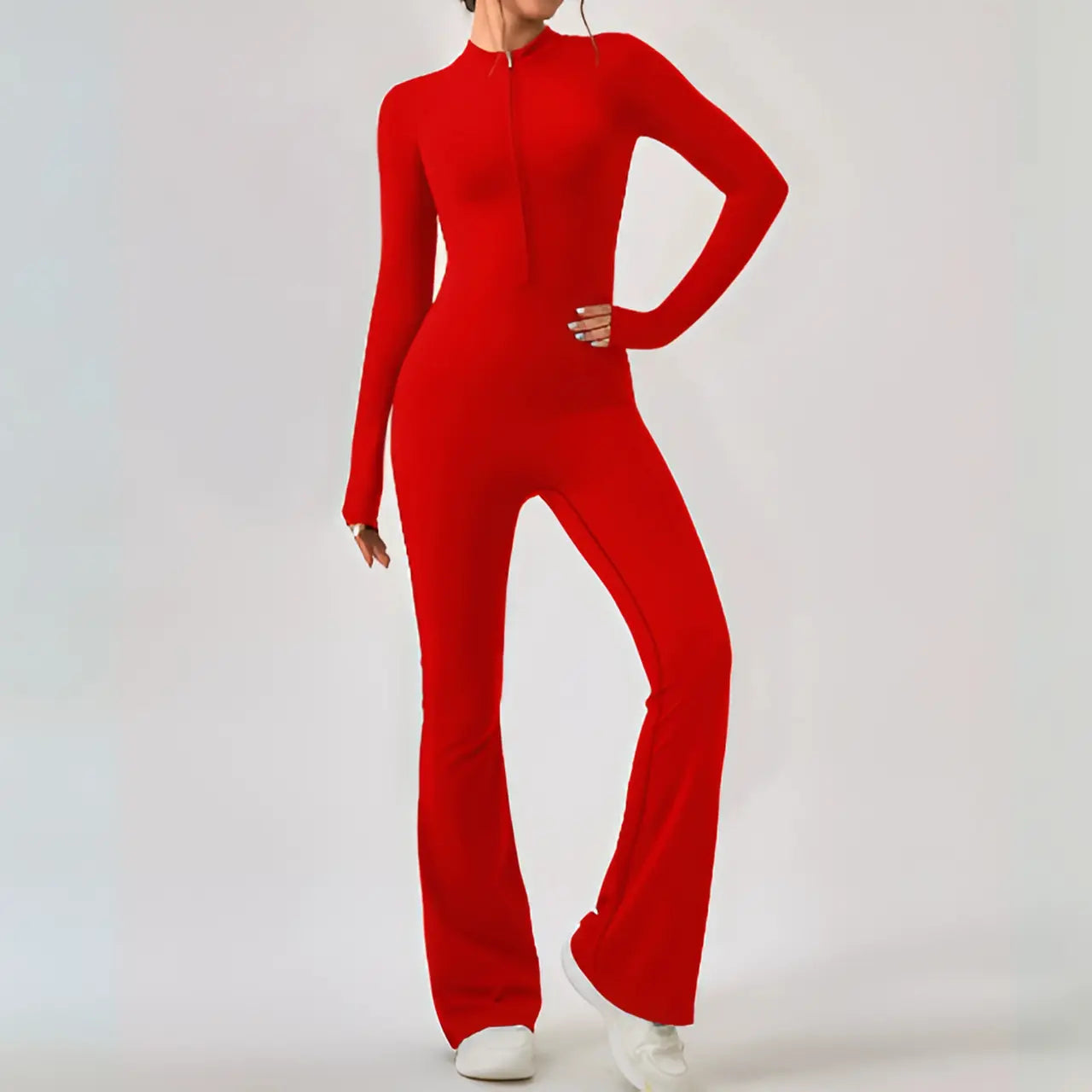 Yoga Jumpsuit | Seamless, Long Sleeve, Flare Fit | Sculpting Activewear