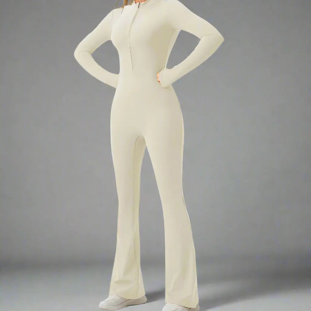Yoga Jumpsuit | Seamless, Long Sleeve, Flare Fit | Sculpting Activewear