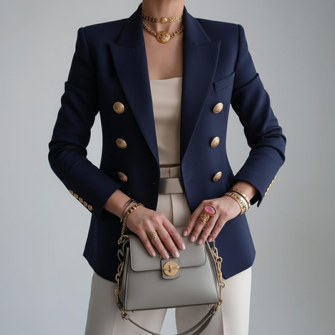 Women's Blazer | Double-Breasted, Long Sleeves | Fitted Cut