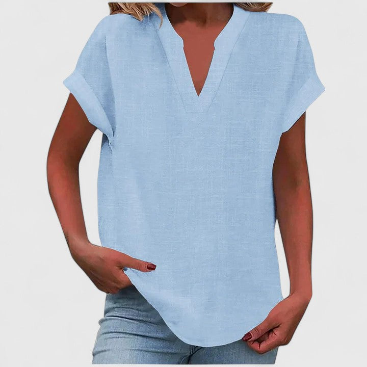 Women Short Sleeve V Neck Blouse
