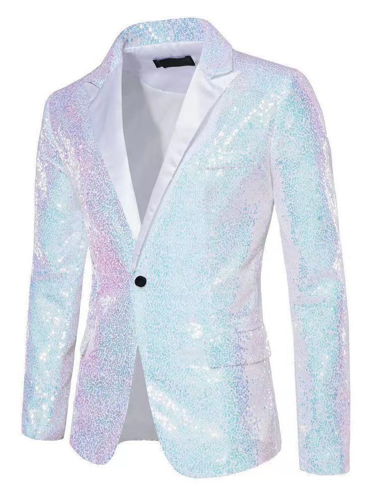 Men's Sequin Blazer | Sparkling Party Jacket | Blue, Green, White