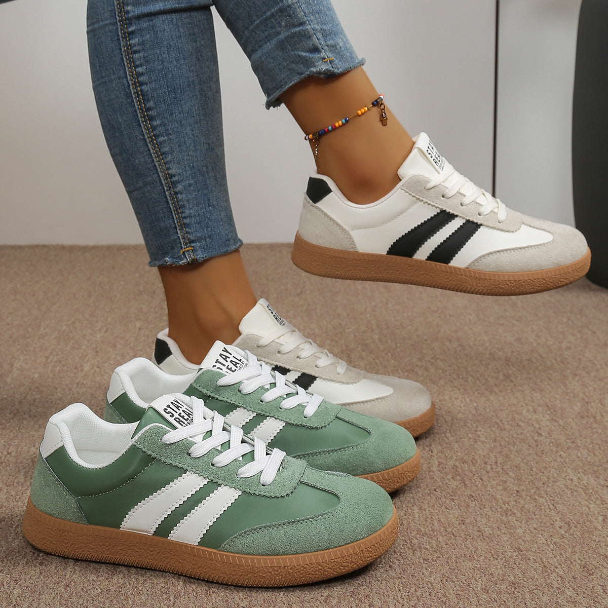 Women's Sneakers | Sport Design with Cushioning | Green, Black, Blue