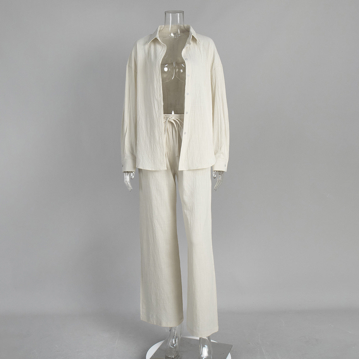 Women's Cotton Shirt and Pants Set | Long Sleeve Casual Loungewear