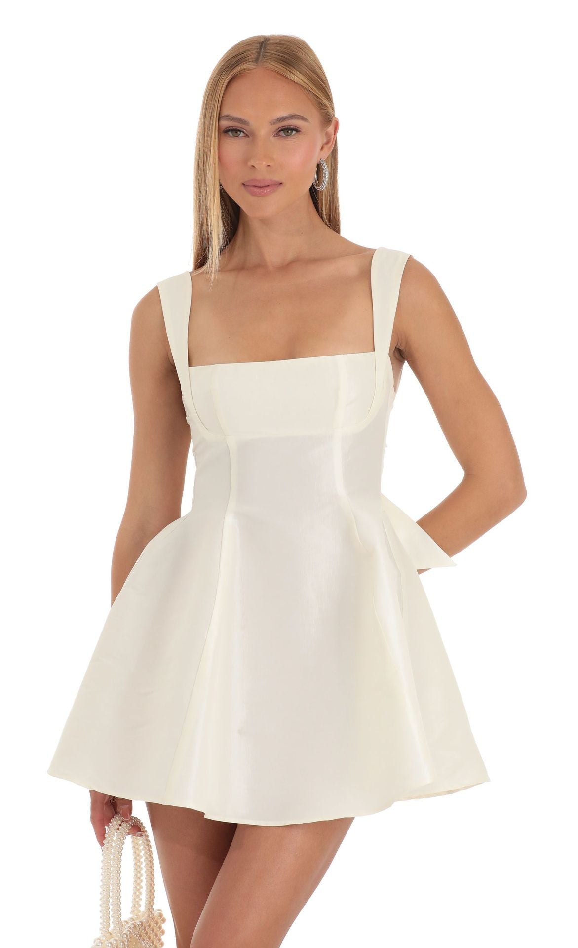 Summer Wrap Dress | Bow Tie Waist, Sleeveless | White Black Apricot