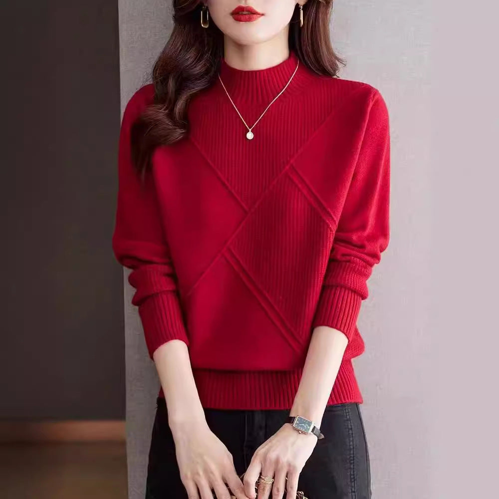 Women's Knit Sweater | High Neck, Long Sleeves | Soft Everyday
