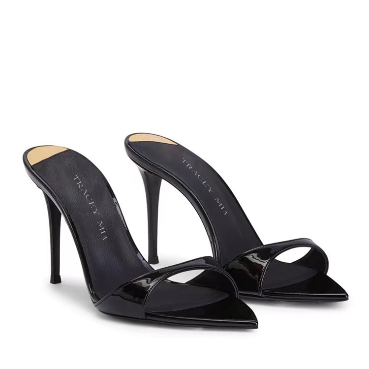 Women pointed toe open heel stilettos Lune London