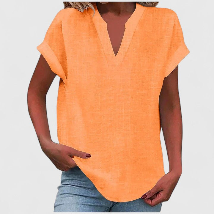 Women Short Sleeve V Neck Blouse