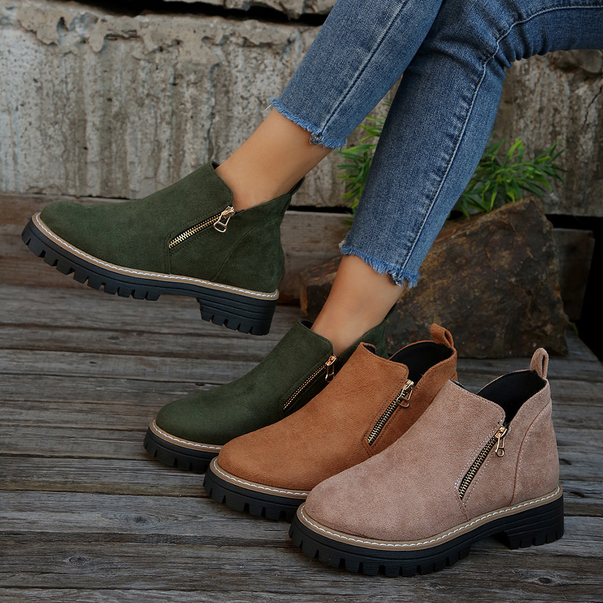 Womens Lined Ankle Boots Winter Water Resistant Non Slip Sole