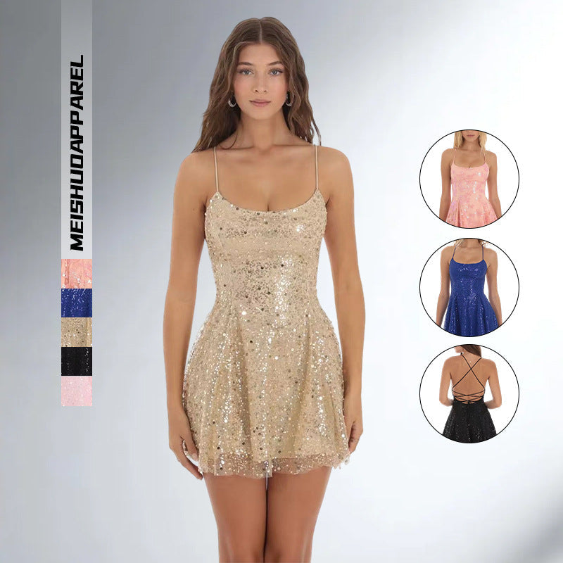 Women's Sequin Dress | Adjustable Straps, Breathable Fabric
