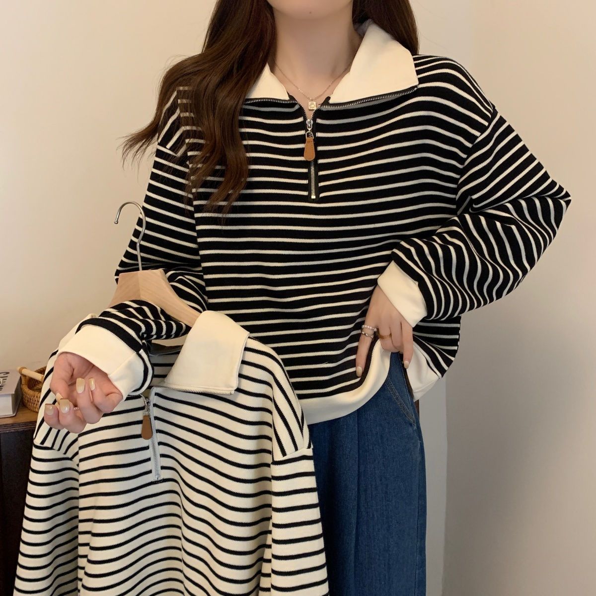 Women's Polo Shirts | Striped, Half-Button | Plus Sizes