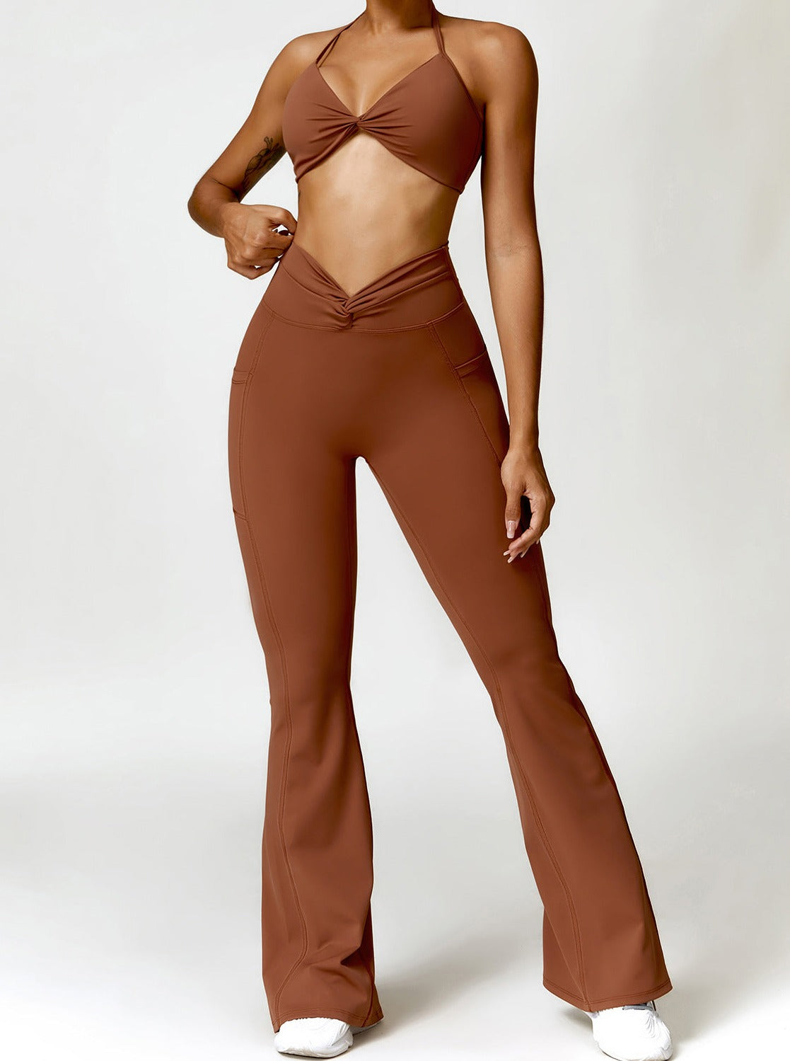 Flare Leggings | High Waisted, Sculpting Fit | Brown, Activewear