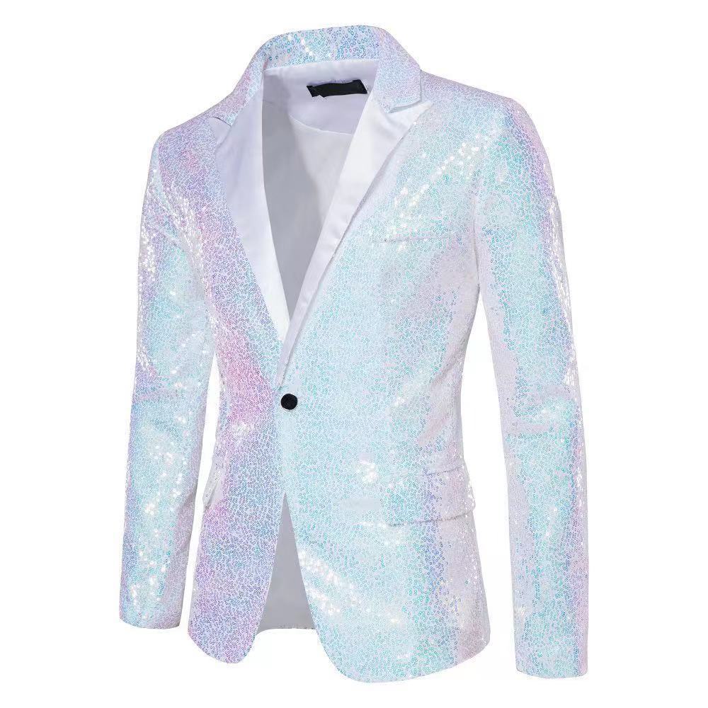 Men's Sequin Blazer | Sparkling Party Jacket | Blue, Green, White