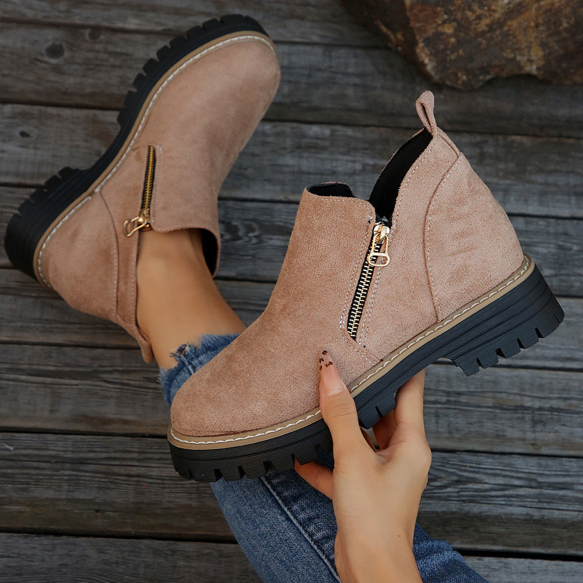 Womens Lined Ankle Boots Winter Water Resistant Non Slip Sole