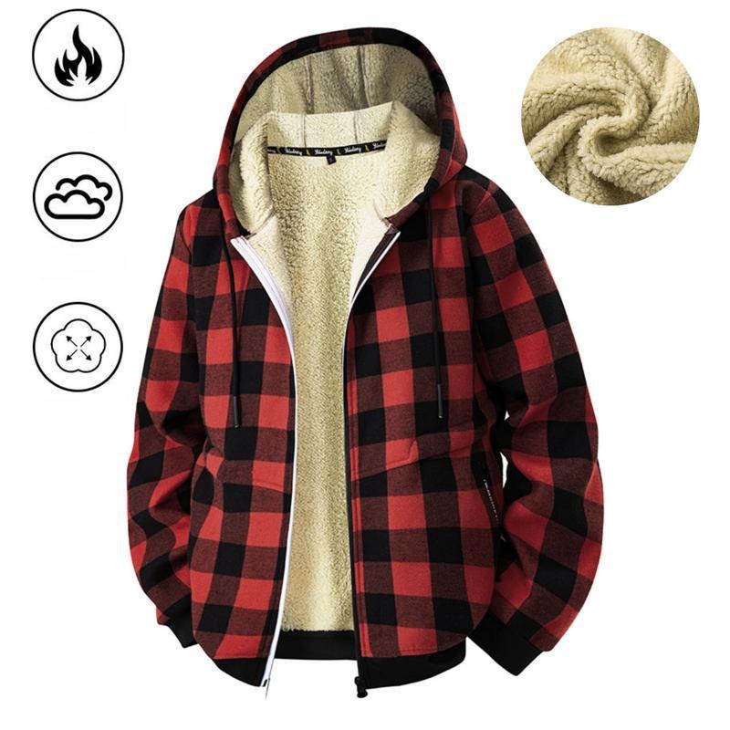 Men's plaid hooded jacket with casual streetwear style