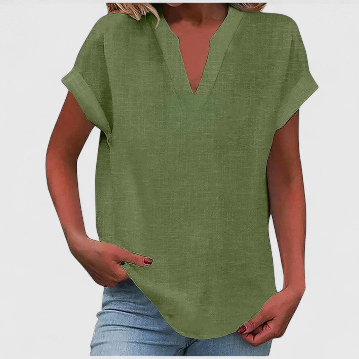 Women Short Sleeve V Neck Blouse