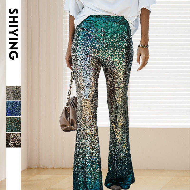 Women's Sequin Flared Pants | Bell-Bottom, Glittering Pattern