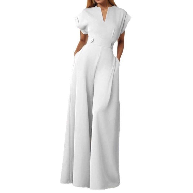 Ladies elegant jumpsuit with wide legs and practical pockets