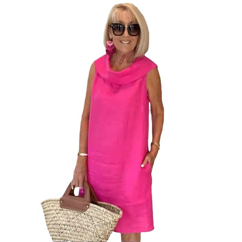 Linen Loose Summer Dress | Women's, Modern Collar | Breathable