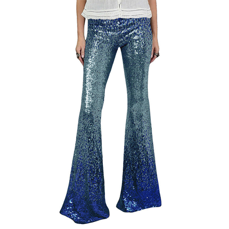 Women's Sequin Flared Pants | Bell-Bottom, Glittering Pattern