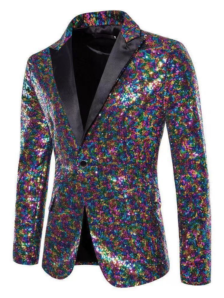 Men's Sequin Blazer | Sparkling Party Jacket | Blue, Green, White