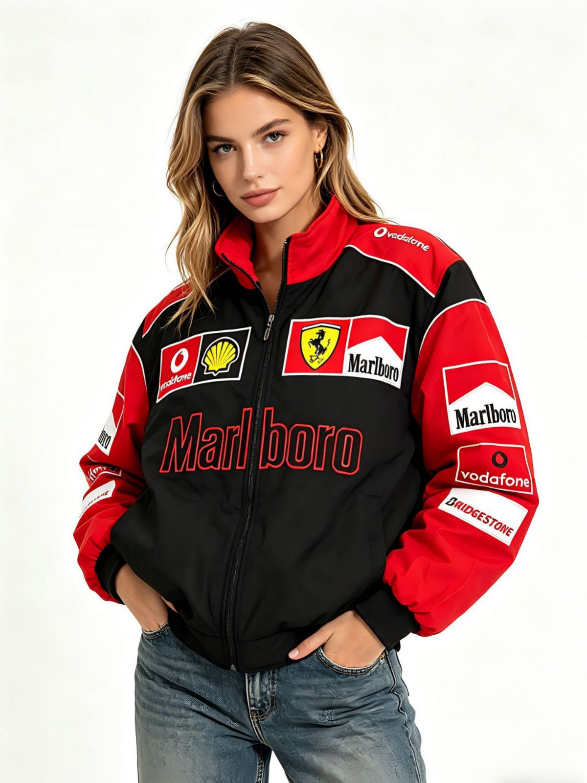 F1 Racing Jacket | Embroidered Vintage Motorcycle Bomber | Cotton Lined