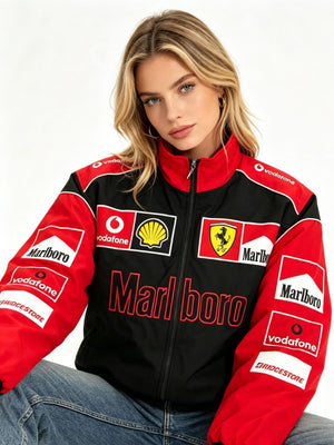 F1 Racing Jacket | Embroidered Vintage Motorcycle Bomber | Cotton Lined