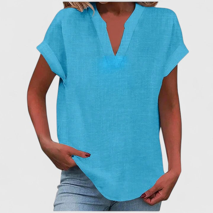 Women Short Sleeve V Neck Blouse