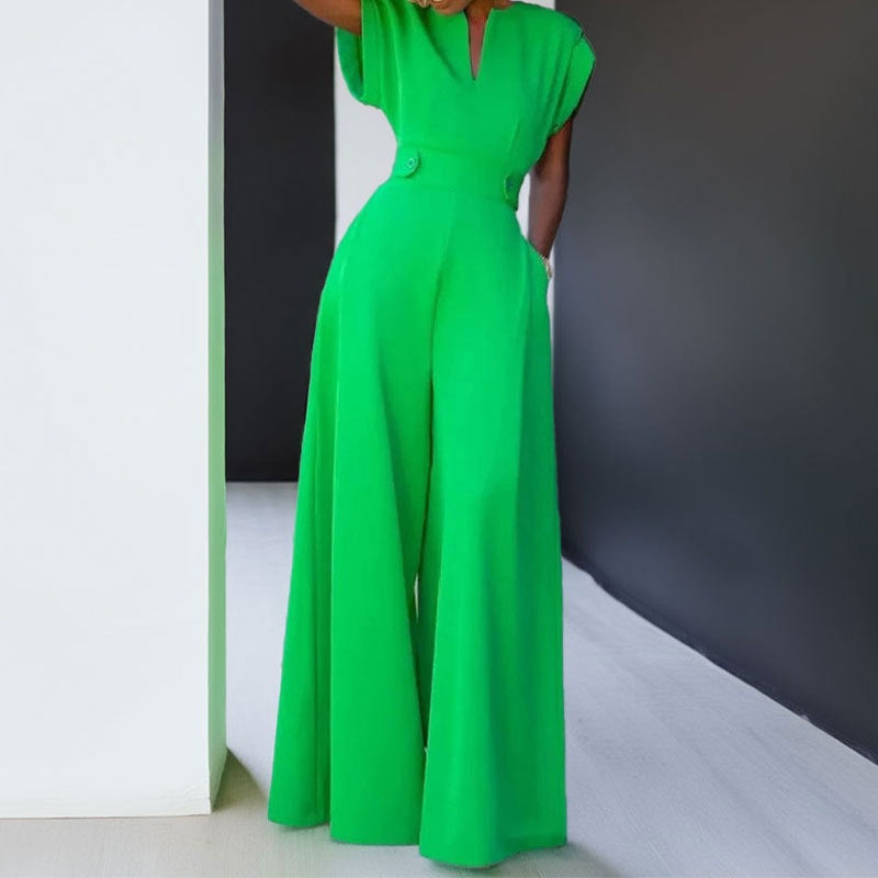 Ladies elegant jumpsuit with wide legs and practical pockets