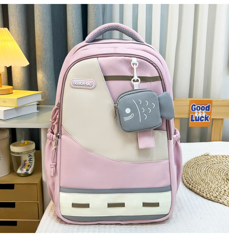 Women's Schoolbag | Multifunction Storage, Fish Pendant