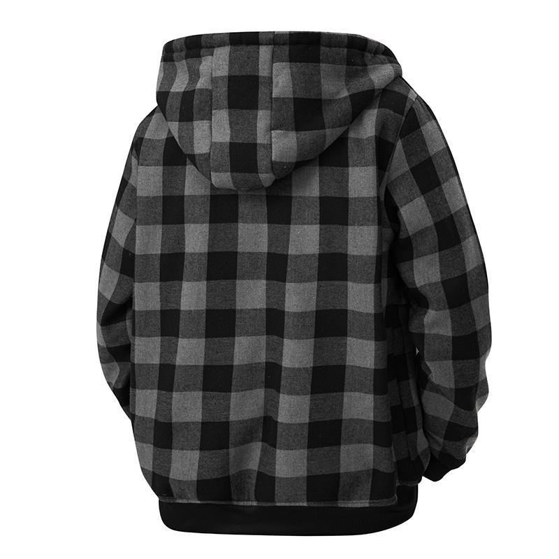 Men's plaid hooded jacket with casual streetwear style