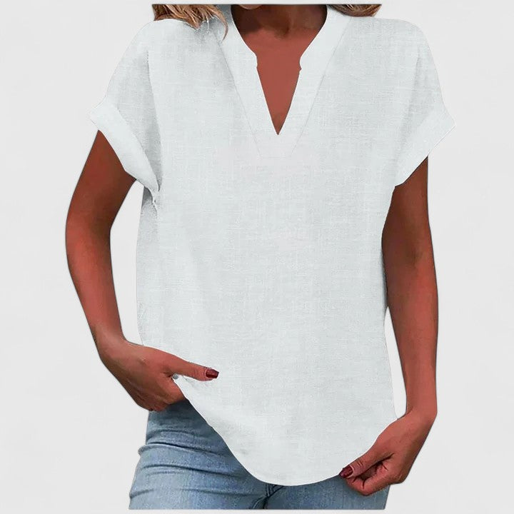 Women Short Sleeve V Neck Blouse