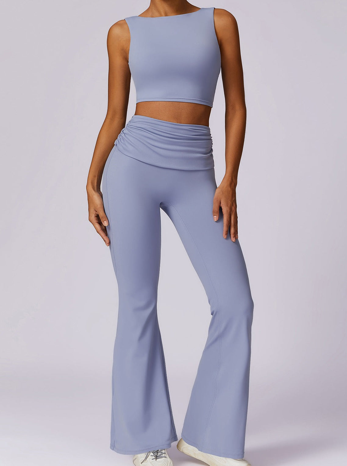 Flare Leggings | High Waisted, Light Blue | Stretch, Activewear