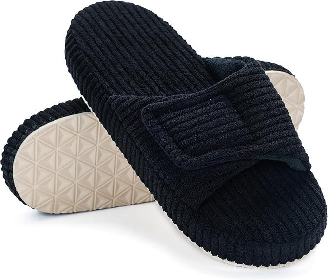 Women's Memory Foam Slippers | Thick Sole, Open Toe | Corduroy