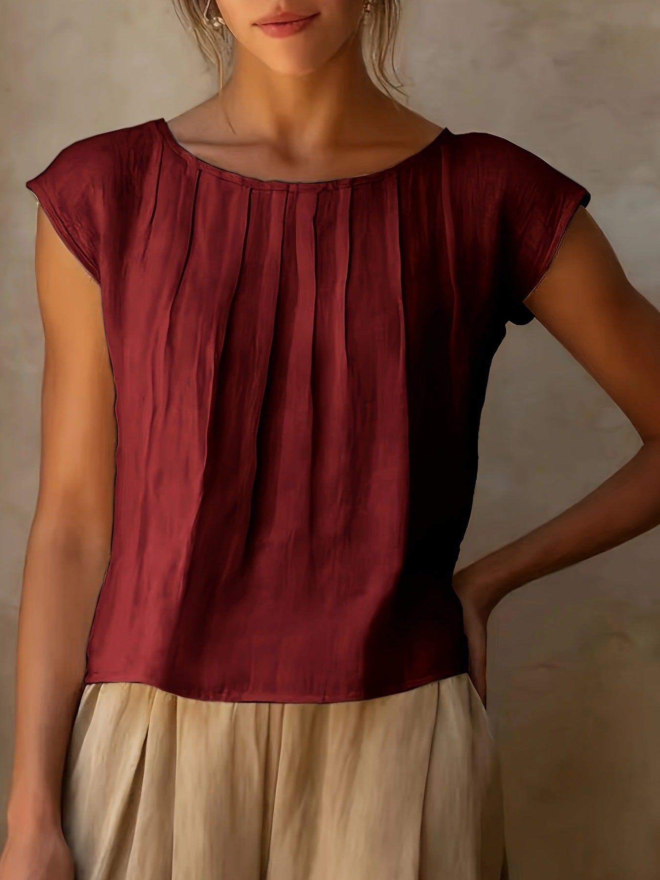 Women's Sleeveless Shirt | Solid Color, Round Neck | Spring Summer