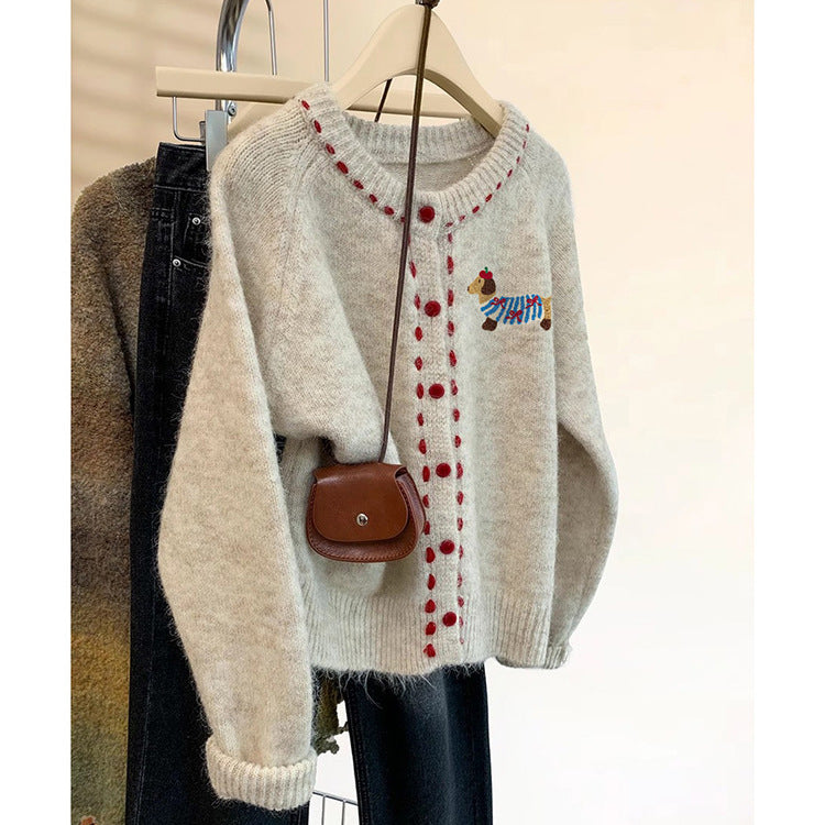 Women's Sweater | Round Neck, Thick Knit | Gray