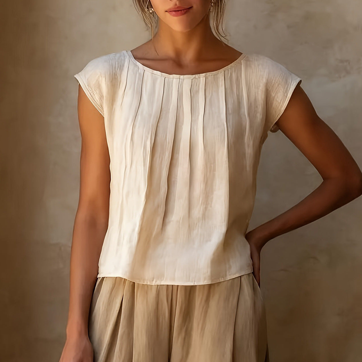 Women's Sleeveless Shirt | Solid Color, Round Neck | Spring Summer