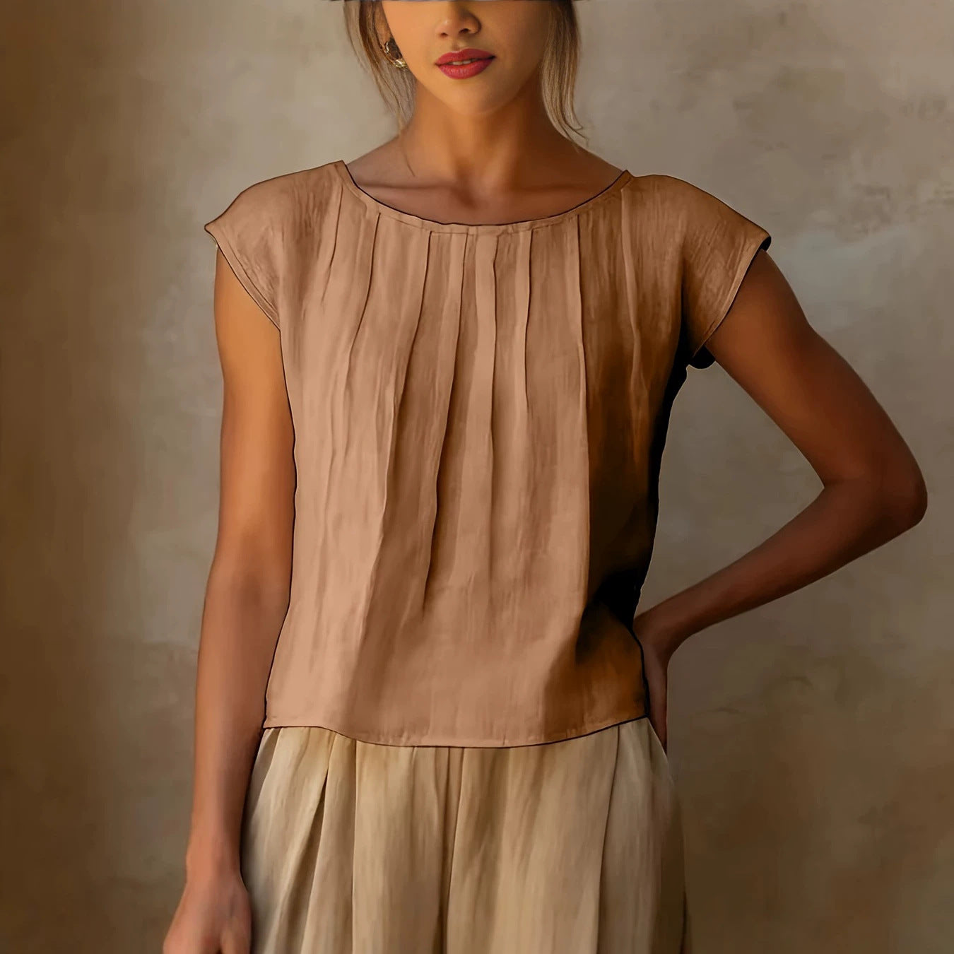 Women's Sleeveless Shirt | Solid Color, Round Neck | Spring Summer